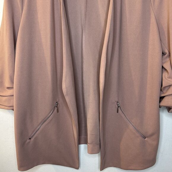 Maurices 1X Womens Jacket Pink Open Front Pocket Zip cinched sleeves - Picture 2 of 9